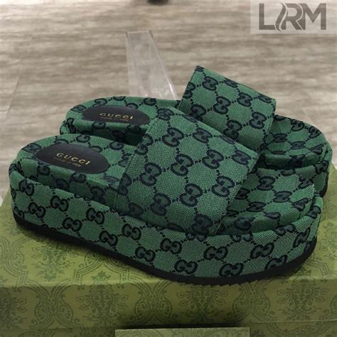 gucci green slides|green Gucci slides women's.